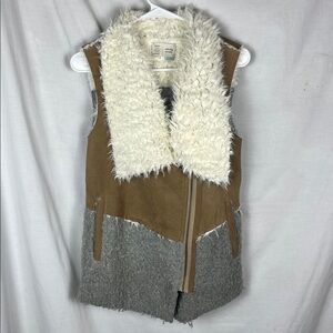 Anthropologie Saturday/Sunday Asymmetrical Faux Suede Moto Vest